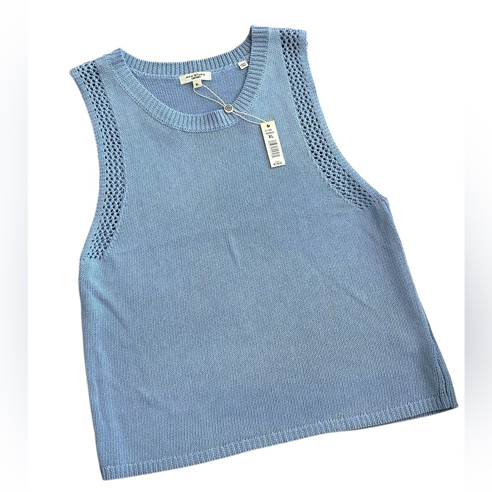 NWT Max Studio Sleeveless Top, Size XL, Sky Blue, Linen Blend!